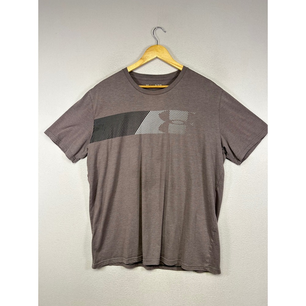 Athletic Under‎ Armour Mens XL Brown Graphic Logo Loose Fit Short Sleeve T-Shirt